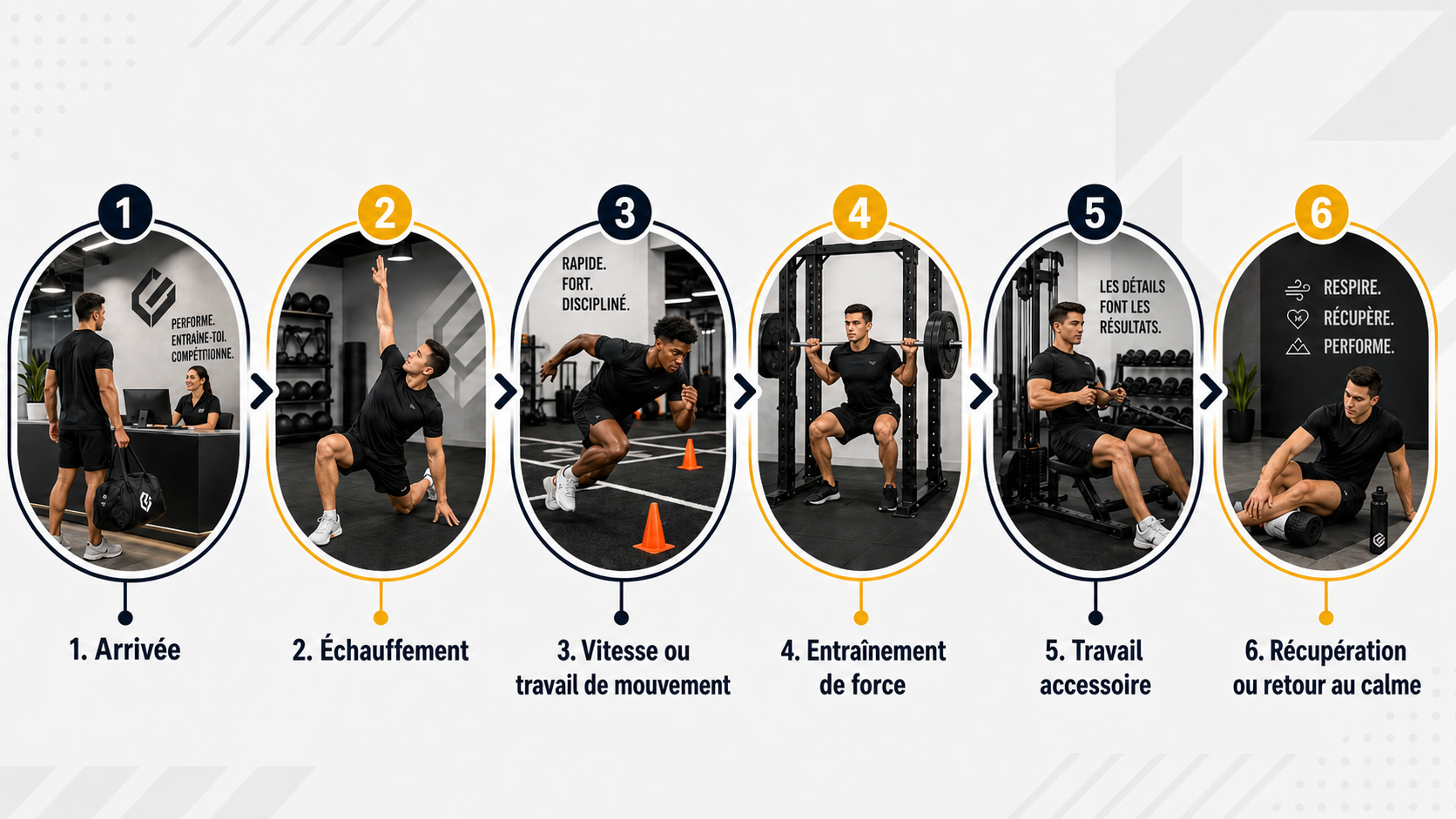 Circulation d'une séance d'entraînement athlétique