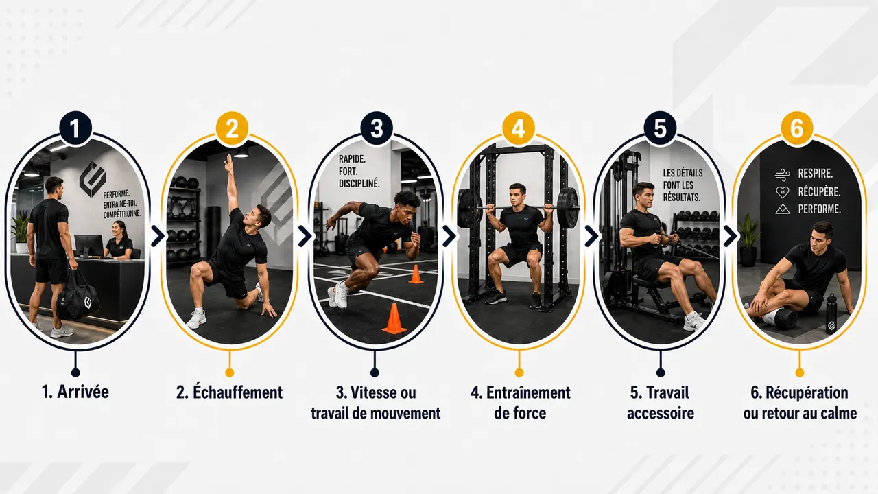 Circulation d'une séance d'entraînement athlétique