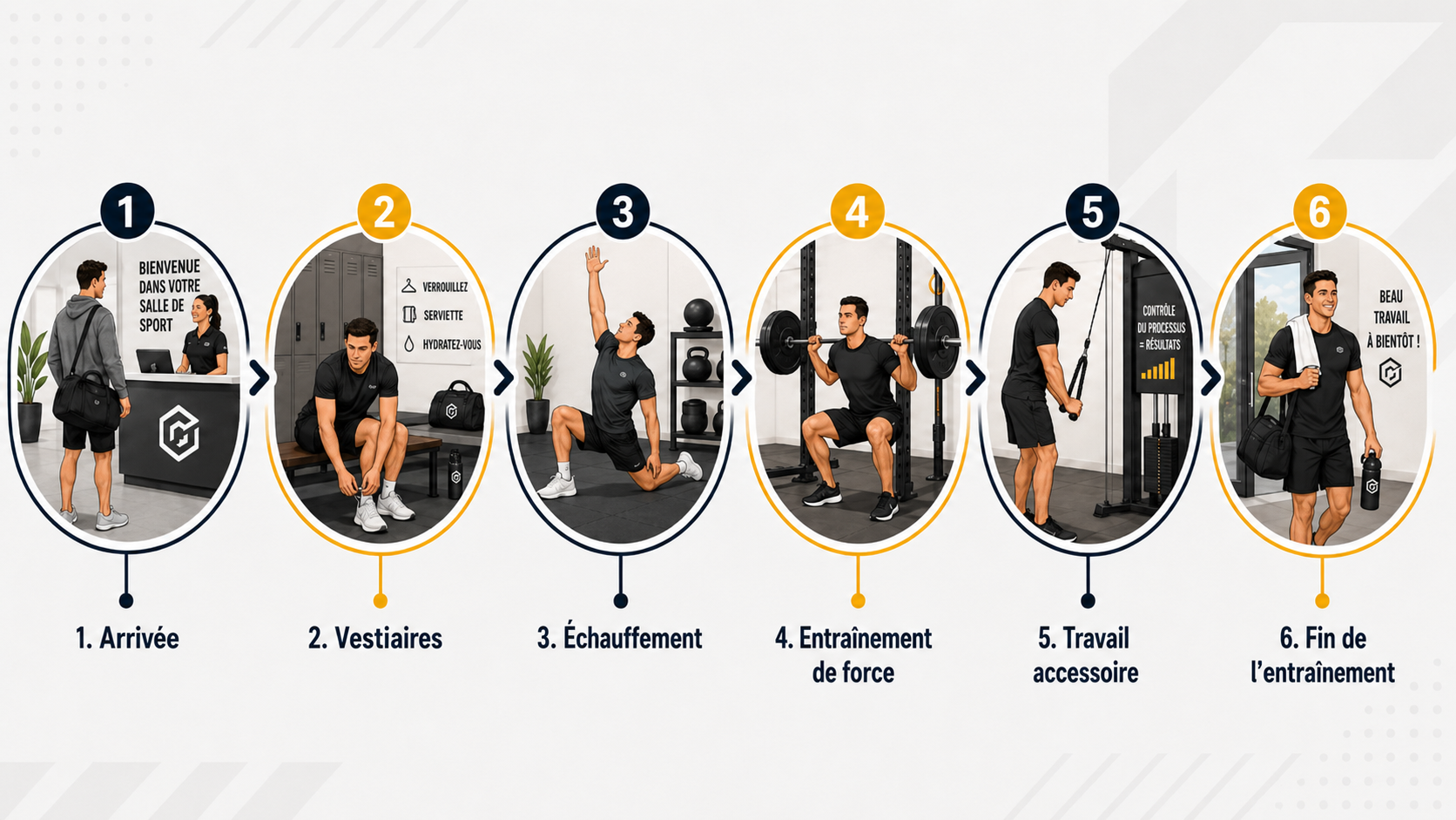 Circulation des membres dans un gym commercial