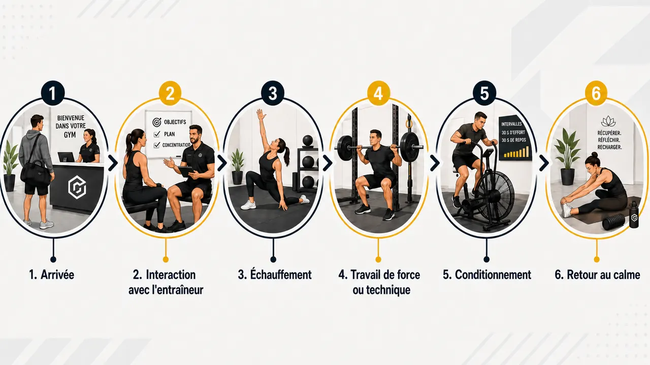 Diagramme de circulation client dans un gym boutique